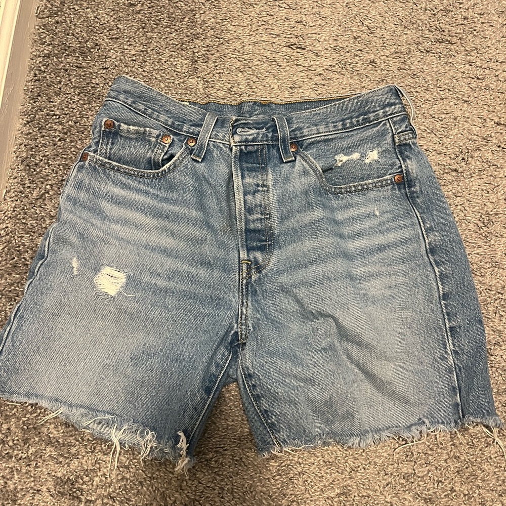 Levi's 501 Blue Distressed Jean Shorts Vintage Style